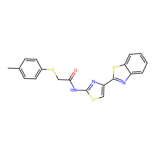 N-(4-(benzo[d]thiazol-2-yl)thiazol-2-yl)-2-(p-tolylthio)acetamide structure