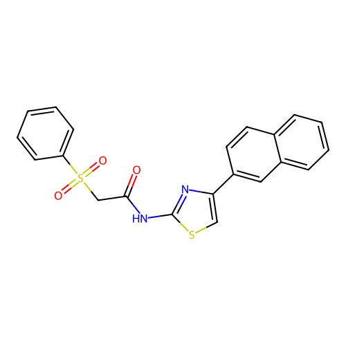 N-(4-(naphthalen-2-yl)thiazol-2-yl)-2-(phenylsulfonyl)acetamide structure