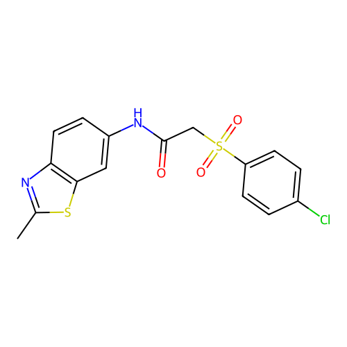 2-((4-chlorophenyl)sulfonyl)-N-(2-methylbenzo[d]thiazol-6-yl)acetamide structure