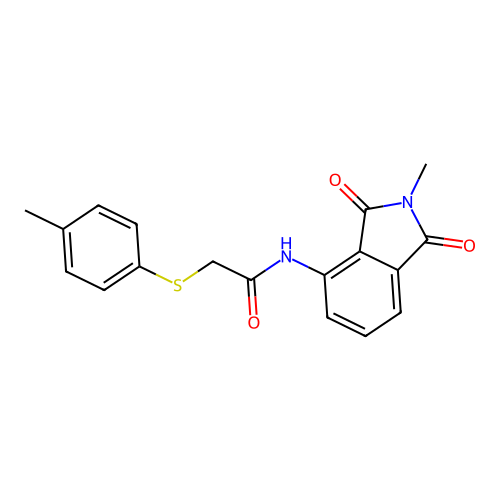 N-(2-methyl-1,3-dioxoisoindolin-4-yl)-2-(p-tolylthio)acetamide structure