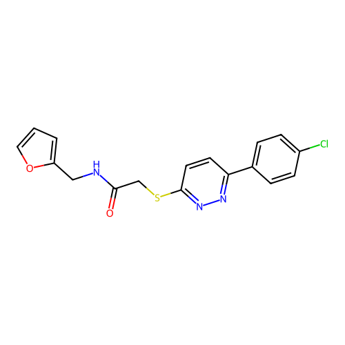 2-[6-(4-chlorophenyl)pyridazin-3-yl]sulfanyl-N-(furan-2-ylmethyl)acetamide structure