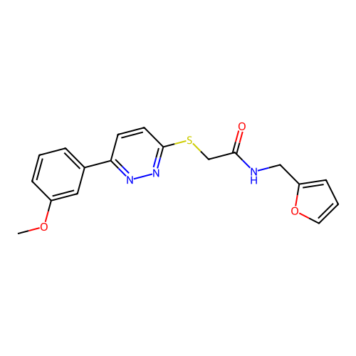 N-(furan-2-ylmethyl)-2-[6-(3-methoxyphenyl)pyridazin-3-yl]sulfanylacetamide structure