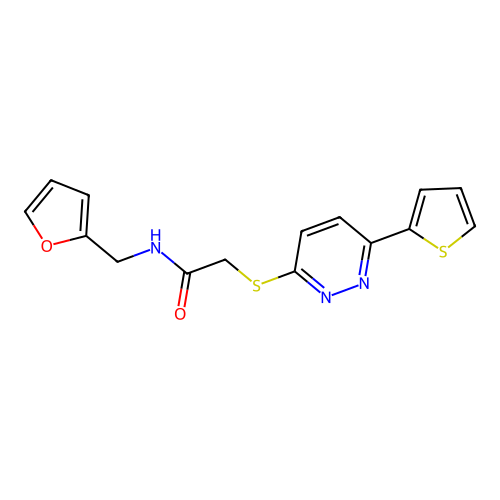 N-(furan-2-ylmethyl)-2-((6-(thiophen-2-yl)pyridazin-3-yl)thio)acetamide structure