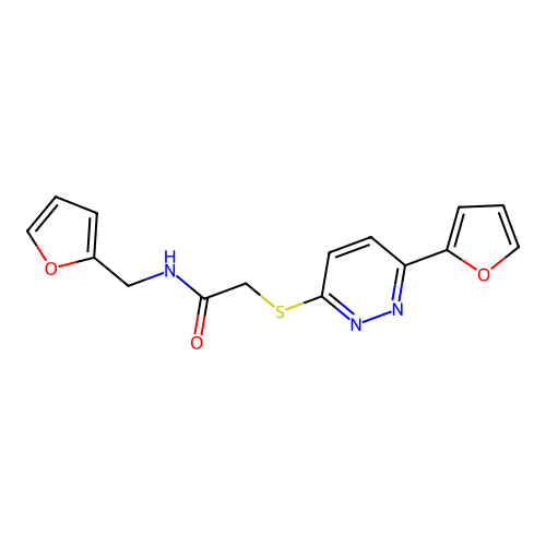 2-((6-(furan-2-yl)pyridazin-3-yl)thio)-N-(furan-2-ylmethyl)acetamide structure