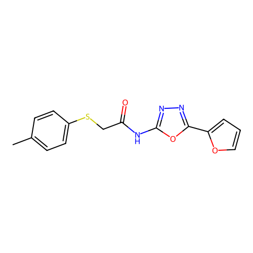 N-(5-(furan-2-yl)-1,3,4-oxadiazol-2-yl)-2-(p-tolylthio)acetamide structure