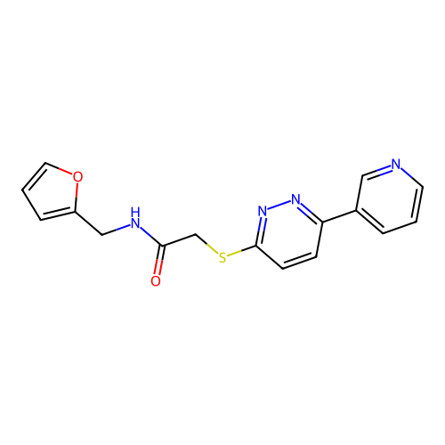 N-(furan-2-ylmethyl)-2-(6-pyridin-3-ylpyridazin-3-yl)sulfanylacetamide structure