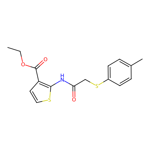 Ethyl 2-(2-(p-tolylthio)acetamido)thiophene-3-carboxylate structure