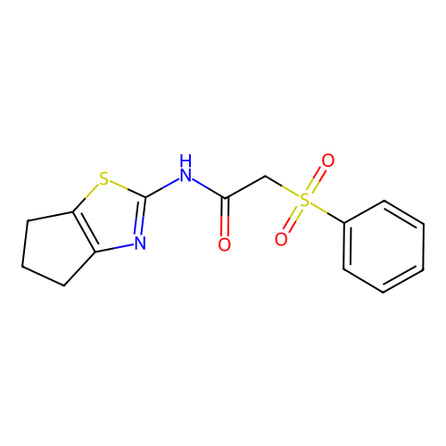 N-(5,6-dihydro-4H-cyclopenta[d]thiazol-2-yl)-2-(phenylsulfonyl)acetamide structure