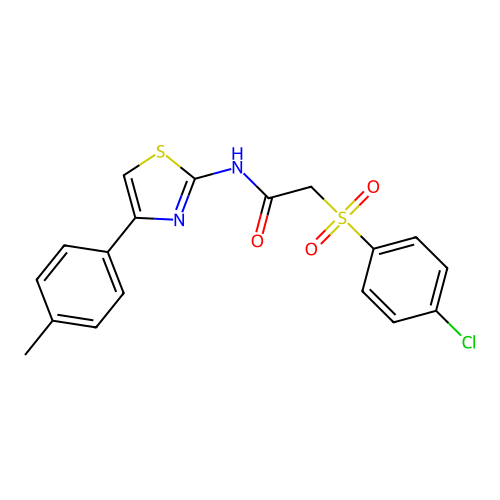 2-((4-chlorophenyl)sulfonyl)-N-(4-(p-tolyl)thiazol-2-yl)acetamide structure