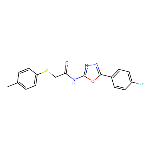 N-(5-(4-fluorophenyl)-1,3,4-oxadiazol-2-yl)-2-(p-tolylthio)acetamide structure