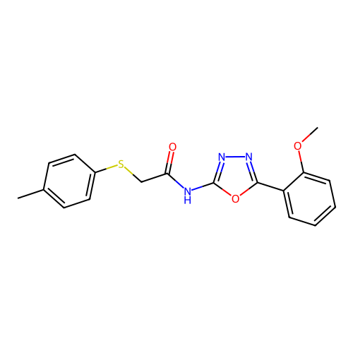 N-(5-(2-methoxyphenyl)-1,3,4-oxadiazol-2-yl)-2-(p-tolylthio)acetamide structure