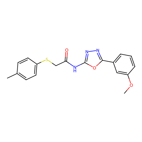 N-[5-(3-methoxyphenyl)-1,3,4-oxadiazol-2-yl]-2-(4-methylphenyl)sulfanylacetamide structure