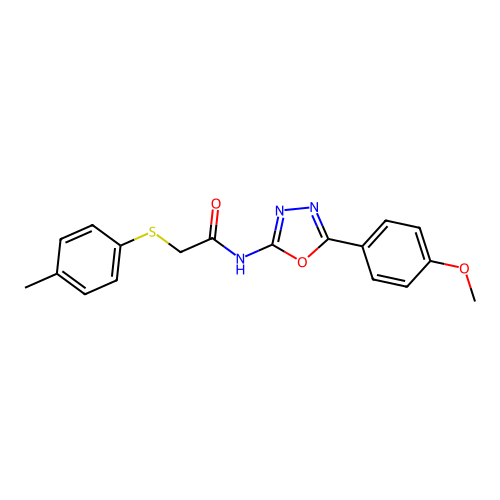 N-(5-(4-methoxyphenyl)-1,3,4-oxadiazol-2-yl)-2-(p-tolylthio)acetamide structure