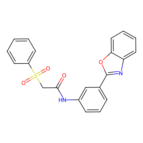 2-(benzenesulfonyl)-N-[3-(1,3-benzoxazol-2-yl)phenyl]acetamide structure