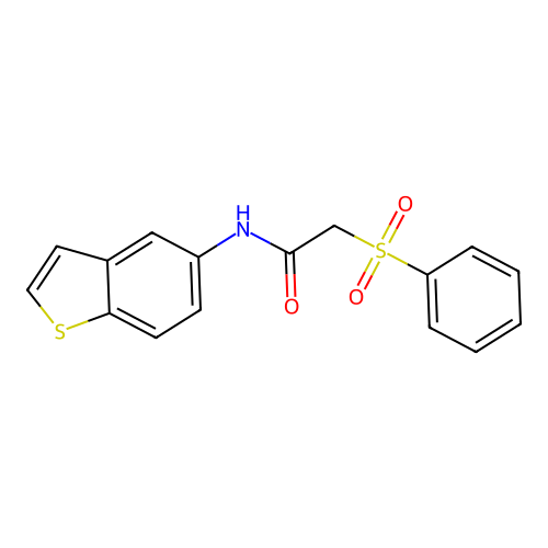 2-(benzenesulfonyl)-N-(1-benzothiophen-5-yl)acetamide structure