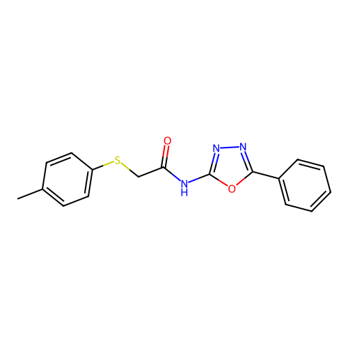 N-(5-phenyl-1,3,4-oxadiazol-2-yl)-2-(p-tolylthio)acetamide structure
