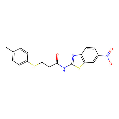 N-(6-nitrobenzo[d]thiazol-2-yl)-3-(p-tolylthio)propanamide structure