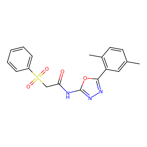 2-(benzenesulfonyl)-N-[5-(2,5-dimethylphenyl)-1,3,4-oxadiazol-2-yl]acetamide structure