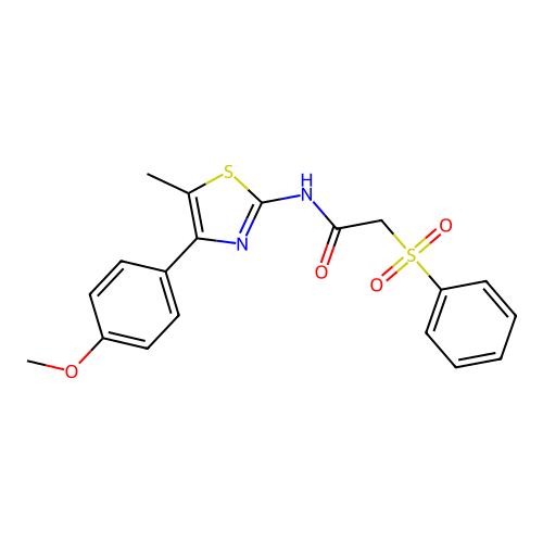2-(benzenesulfonyl)-N-[4-(4-methoxyphenyl)-5-methyl-1,3-thiazol-2-yl]acetamide structure