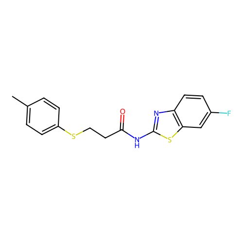 N-(6-fluorobenzo[d]thiazol-2-yl)-3-(p-tolylthio)propanamide structure