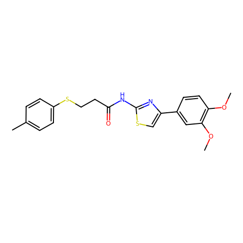 N-(4-(3,4-dimethoxyphenyl)thiazol-2-yl)-3-(p-tolylthio)propanamide structure