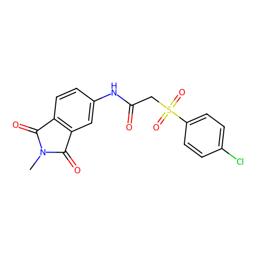 2-(4-chlorophenyl)sulfonyl-N-(2-methyl-1,3-dioxoisoindol-5-yl)acetamide structure
