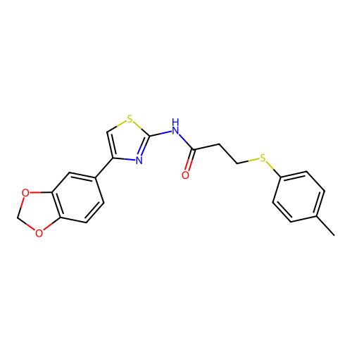 N-(4-(benzo[d][1,3]dioxol-5-yl)thiazol-2-yl)-3-(p-tolylthio)propanamide structure