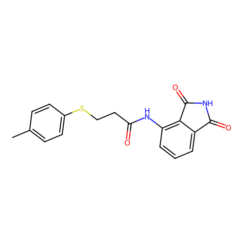 N-(1,3-dioxoisoindolin-4-yl)-3-(p-tolylthio)propanamide structure