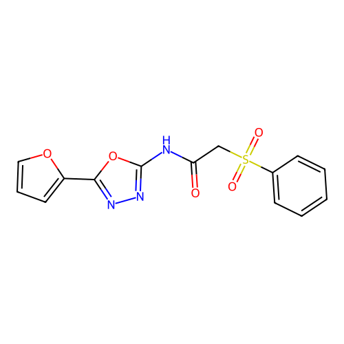 2-(benzenesulfonyl)-N-[5-(furan-2-yl)-1,3,4-oxadiazol-2-yl]acetamide structure