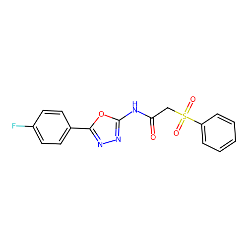 2-(benzenesulfonyl)-N-[5-(4-fluorophenyl)-1,3,4-oxadiazol-2-yl]acetamide structure