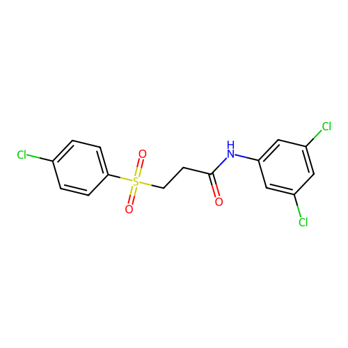 3-(4-chlorophenyl)sulfonyl-N-(3,5-dichlorophenyl)propanamide structure