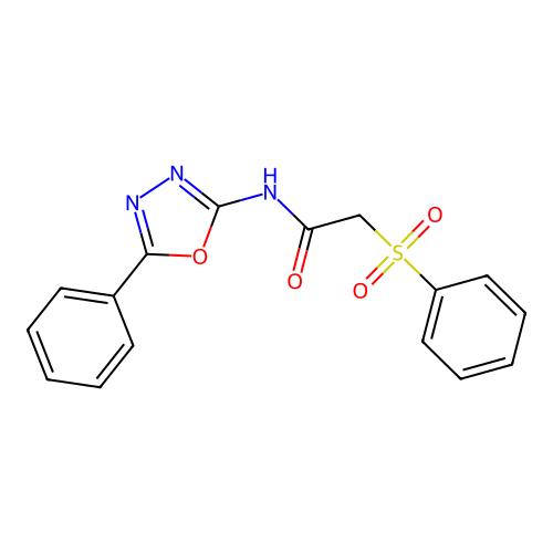 2-(benzenesulfonyl)-N-(5-phenyl-1,3,4-oxadiazol-2-yl)acetamide structure