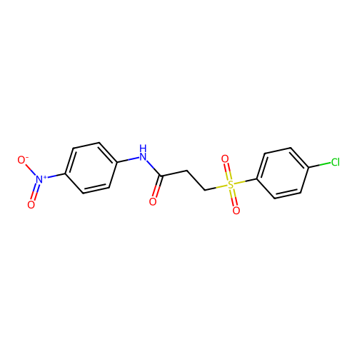 3-(4-chlorophenyl)sulfonyl-N-(4-nitrophenyl)propanamide structure