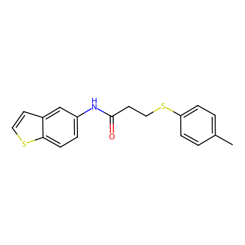 N-(benzo[b]thiophen-5-yl)-3-(p-tolylthio)propanamide structure