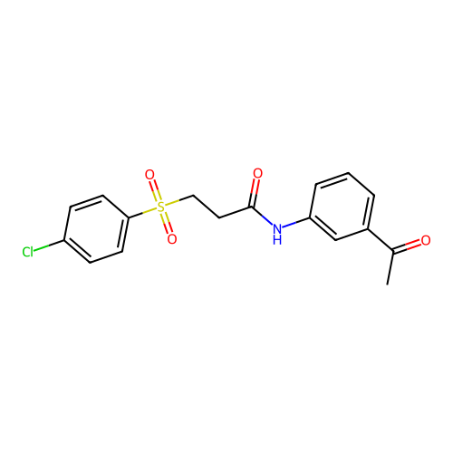 N-(3-acetylphenyl)-3-(4-chlorophenyl)sulfonylpropanamide structure