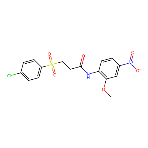 3-(4-chlorophenyl)sulfonyl-N-(2-methoxy-4-nitrophenyl)propanamide structure