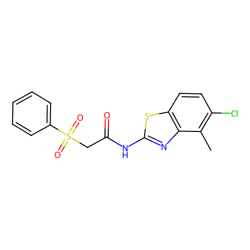 2-(benzenesulfonyl)-N-(5-chloro-4-methyl-1,3-benzothiazol-2-yl)acetamide structure