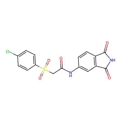2-(4-chlorophenyl)sulfonyl-N-(1,3-dioxoisoindol-5-yl)acetamide structure
