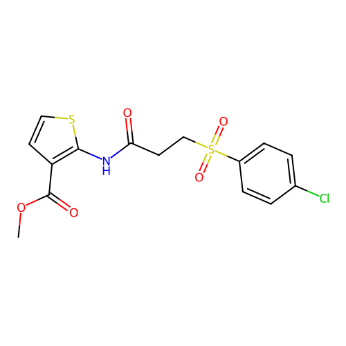 Methyl 2-[3-(4-chlorophenyl)sulfonylpropanoylamino]thiophene-3-carboxylate structure