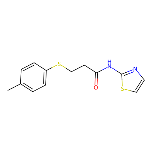 3-(4-methylphenyl)sulfanyl-N-(1,3-thiazol-2-yl)propanamide structure