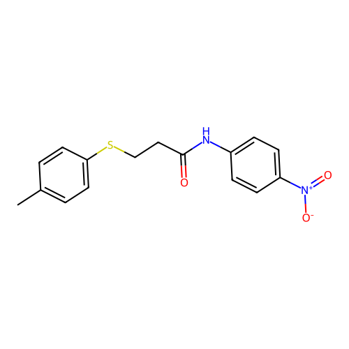 N-(4-nitrophenyl)-3-(p-tolylthio)propanamide structure