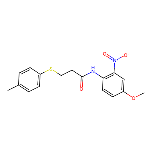 N-(4-methoxy-2-nitrophenyl)-3-(p-tolylthio)propanamide structure