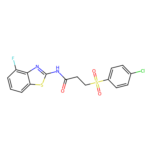 3-((4-chlorophenyl)sulfonyl)-N-(4-fluorobenzo[d]thiazol-2-yl)propanamide structure