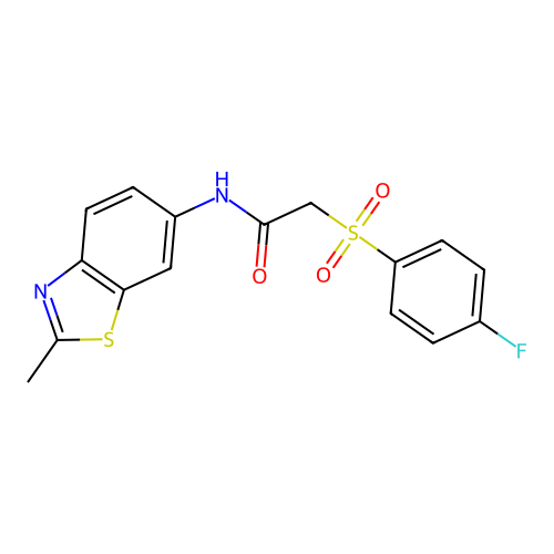 2-((4-fluorophenyl)sulfonyl)-N-(2-methylbenzo[d]thiazol-6-yl)acetamide structure