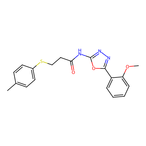 N-(5-(2-methoxyphenyl)-1,3,4-oxadiazol-2-yl)-3-(p-tolylthio)propanamide structure