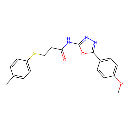 N-(5-(4-methoxyphenyl)-1,3,4-oxadiazol-2-yl)-3-(p-tolylthio)propanamide structure