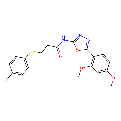 N-(5-(2,4-dimethoxyphenyl)-1,3,4-oxadiazol-2-yl)-3-(p-tolylthio)propanamide structure