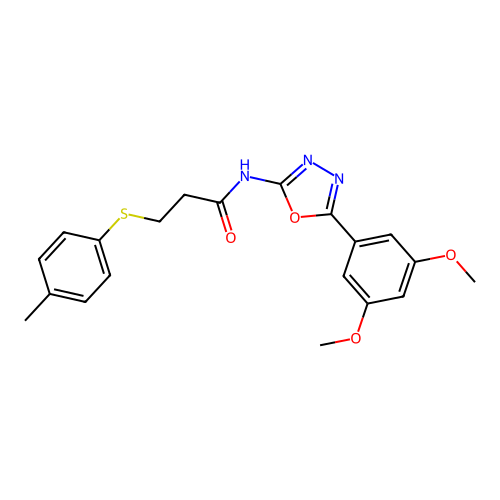 N-(5-(3,5-dimethoxyphenyl)-1,3,4-oxadiazol-2-yl)-3-(p-tolylthio)propanamide structure