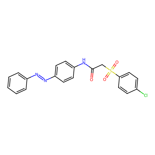(E)-2-((4-chlorophenyl)sulfonyl)-N-(4-(phenyldiazenyl)phenyl)acetamide structure