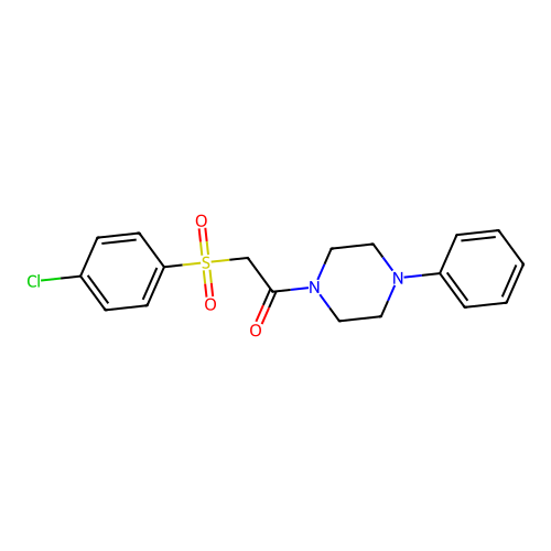 2-(4-Chlorophenyl)sulfonyl-1-(4-phenylpiperazin-1-yl)ethanone structure